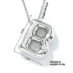 Brass Pave Clear Cubic Zirconia Shiny Balloon Letter Pendant Necklaces