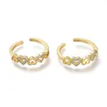 Brass Micro Pave Clear Cubic Zirconia Open Heart Rings