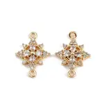 Brass Pave Clear Cubic Zirconia Connector Charms