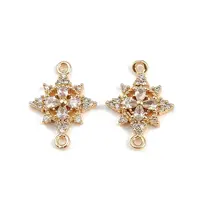Brass Pave Clear Cubic Zirconia Connector Charms