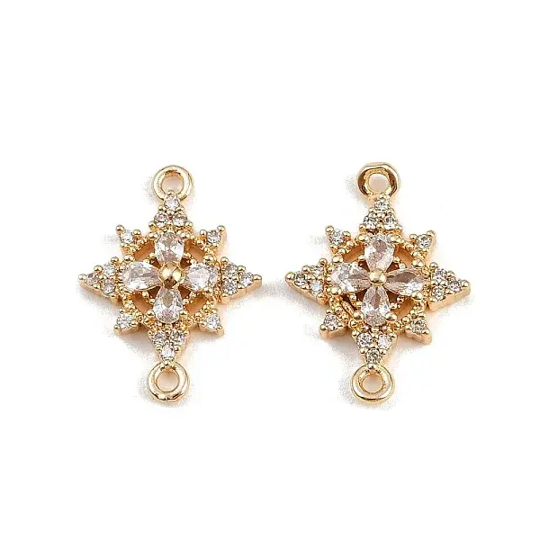 Brass Pave Clear Cubic Zirconia Connector Charms