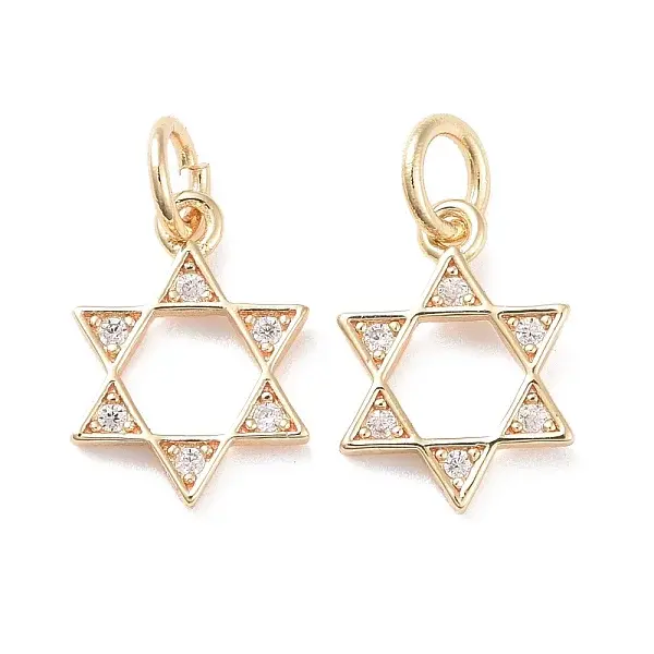 Brass Micro Pave Clear Cubic Zirconia Charms