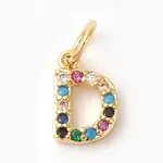 Brass Micro Pave Colorful Cubic Zirconia Charms