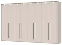 Osmidveřová šatní skříň s led osvětlením baptiste - béžová