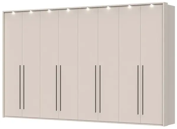 Osmidveřová šatní skříň s led osvětlením baptiste - béžová
