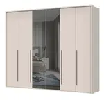 Šestidveřová šatní skříň baptiste se zrcadlem a rámem - béžová