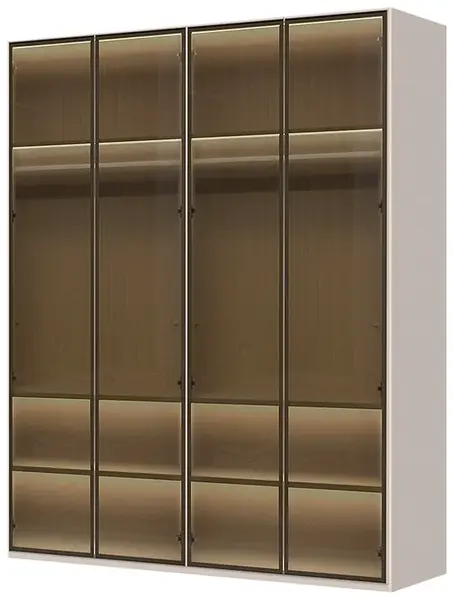 Čtyřdveřová prosklená šatní skříň baptiste - béžová