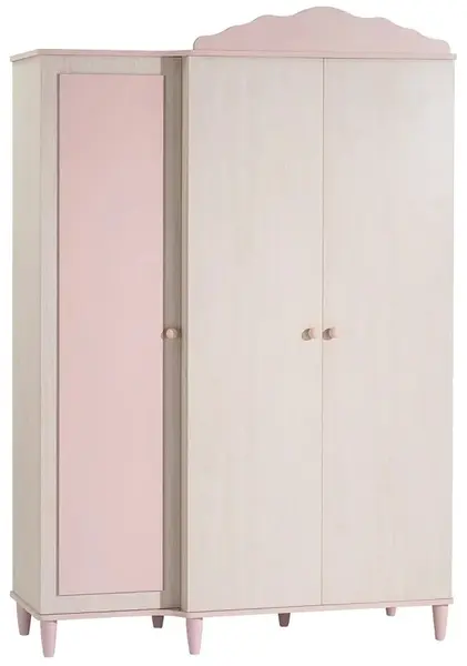 Šatní skříň 3d s osvětlením chere - bříza/růžová