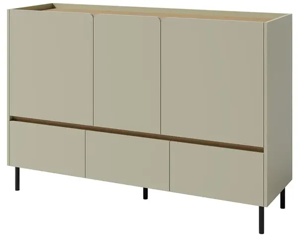 Široká kombinovaná komoda hailee - zelená/dub písečný