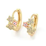 Star with Evil Eye Real 18K Gold Plated Brass Hoop Earrings