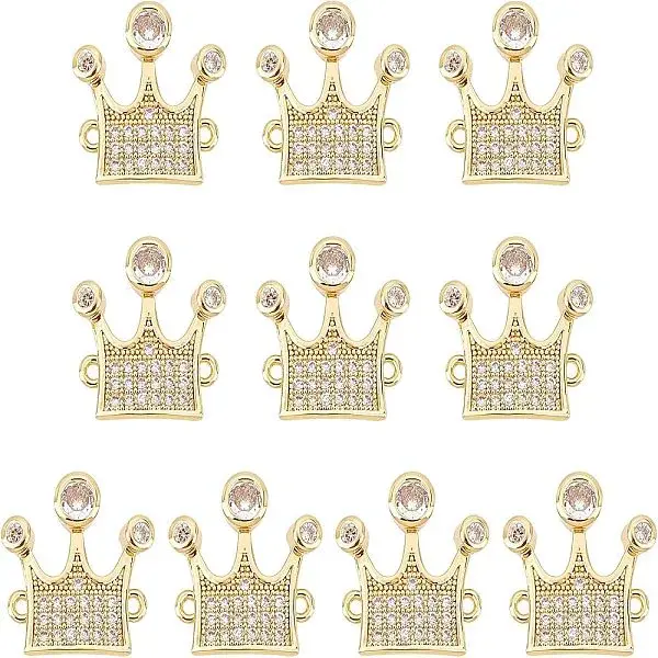 10Pcs Brass Micro Pave Clear Cubic Zirconia Links