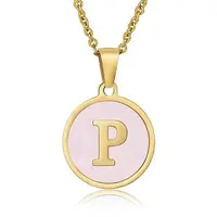 Natural Shell Initial Letter Pendant Necklace