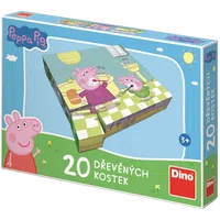 Dino - Dřevěné kostky Prasátko Peppa: VESELÝ DEN 20 kostek