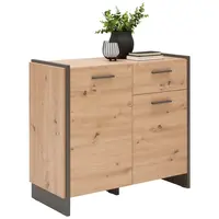 Hom`in KOMODA, šedá, barvy dubu, 97,1/86,01/41,3 cm