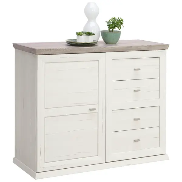 Hom`in KOMODA, šedá, bílá, 107,9/89,5/43 cm