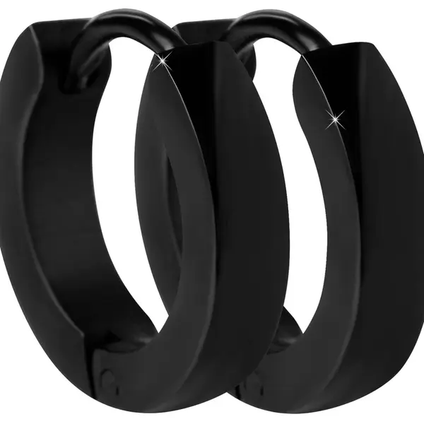 Troli Černé ocelové náušnice kroužky