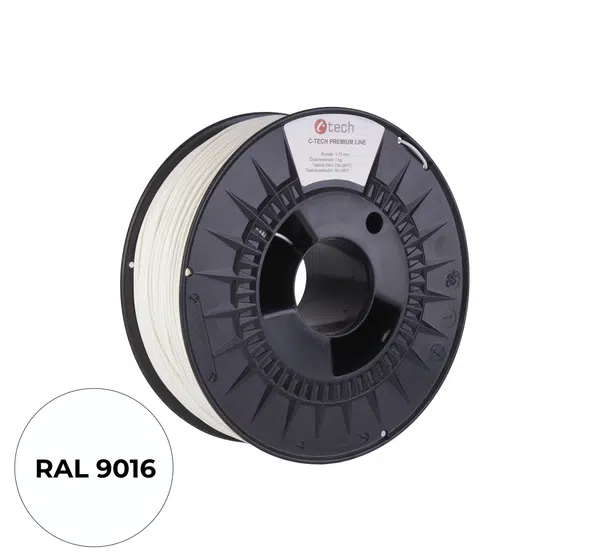 C-Tech 3DF-P-PETG1.75-9016 3D filament, PREMIUM LINE, PETG, dopravní bílá, RAL9016, 1,75mm, 1kg
