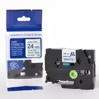 Kompatibilní páska s Brother TZe-FA5, 24mm x 3m, modrý tisk / bílý podklad, zažehlovací