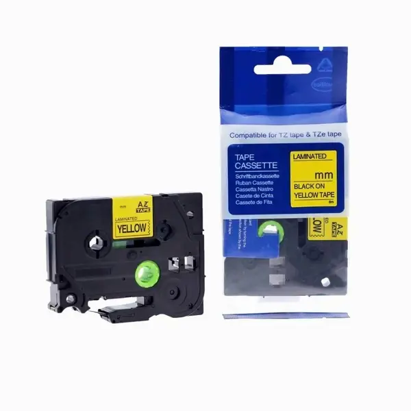 Kompatibilní páska s Brother HGe-661, 36mm x 8m, černý tisk / žlutý podklad, vysokorychlostní