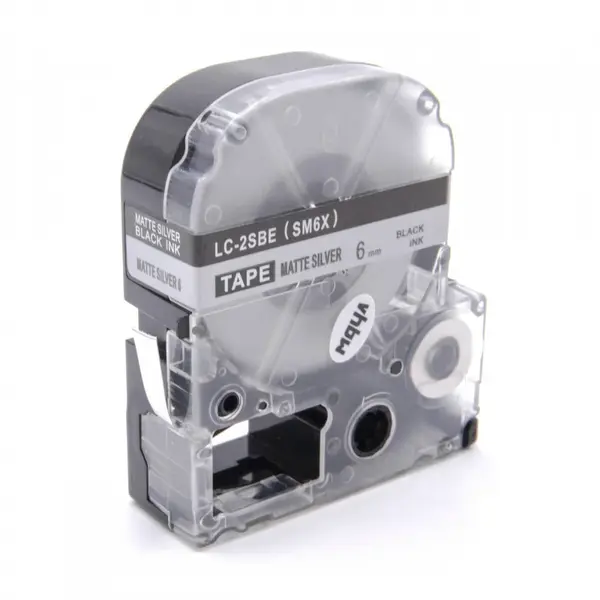 Epson LC-2SBE, SM6X, 6mm x 8m, černý tisk / matný stříbrný podklad, kompatibilní páska