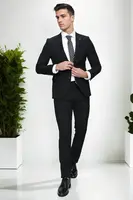 76373 Dewberry Mens Black 6 Drop Suit Set - Blazer-Trousers-BLACK