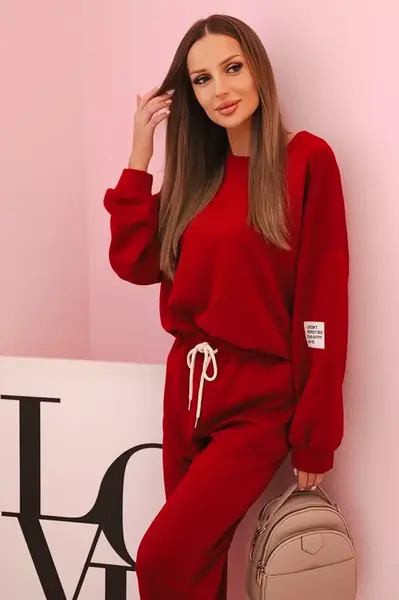 Kesi Włoski Komplet mikina + kalhoty máslo bordový