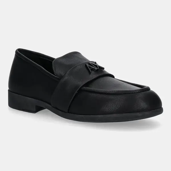 Mokasíny Armani Exchange dámské, černá barva, na plochém podpatku, XW001635 AF13876 UC001
