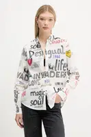 Bavlněná košile Desigual SOUL dámská, šedá barva, relaxed, s klasickým límcem, 25WWCW10