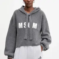 Vlněný svetr MSGM dámský, šedá barva, 3941MDM219.257785