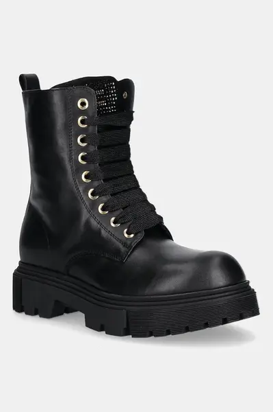 Dětské kožené workery Elisabetta Franchi černá barva, F4A5-E0411