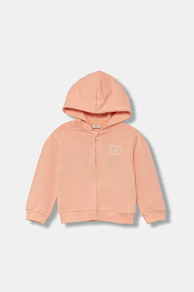 Dětská bavlněná mikina Guess oranžová barva, s kapucí, s aplikací, K5YQ05 KAD74