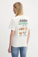 Bavlněné tričko adidas FARMMKT dámské, béžová barva, KB2485