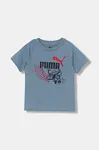 Dětské bavlněné tričko Puma LITTLE RUNNERS Tee PS modrá barva, s potiskem, 688475