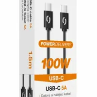 Datový kabel ALIGATOR POWER 100W, USB-C/USB-C 5A, 1,5m černý