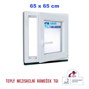Plastové okno | 65 x 65 cm (650 x 650 mm) | bílé |otevíravé i sklopné | pravé