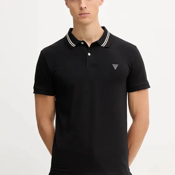 Polo tričko Guess NOLAN pánské, černá barva, M5YP66 J1314