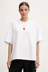 Bavlněné tričko EA7 Emporio Armani dámské, bílá barva, AF12957.7X000036