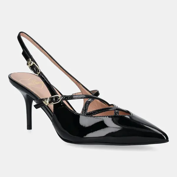 Kožené lodičky Love Moschino černá barva, JA10287G1NIH0000