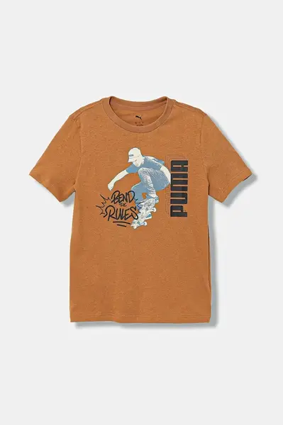 Dětské bavlněné tričko Puma MID90s Graphic Tee I B hnědá barva, s potiskem, 688464