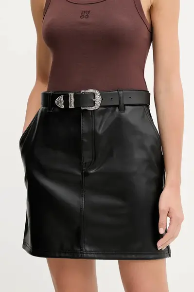 Sukně Hugo Blue Rihale-1_B černá barva, mini, 50542187