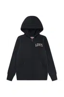 Dětská mikina Levi's LEGENDARY FULL ZIP HOODIE černá barva, s kapucí, s potiskem, 9EN722