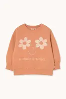Dětská bavlněná mikina Tinycottons FLOWERS EYES GRAPHIC SWEATSHIRT hnědá barva, s potiskem, AW25-285