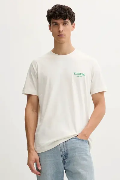 Bavlněné tričko Iceberg pánské, černá barva, s aplikací, F046 6327