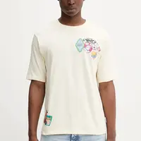Bavlněné tričko Desigual BCN pánské, béžová barva, s potiskem, 25WMTK11
