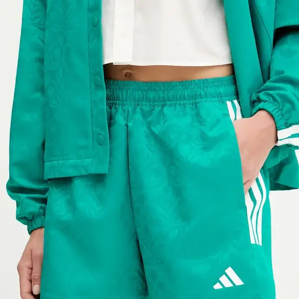 Kraťasy adidas House of Tiro dámské, tyrkysová barva, high waist, JL9208