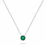 Brilio Silver Minimalistický stříbrný náhrdelník se zeleným zirkonem NCL73WG