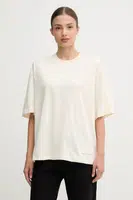 Bavlněné tričko EA7 Emporio Armani dámské, béžová barva, AF13741.7X000128