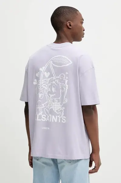 Bavlněné tričko AllSaints BREAKUP pánské, bílá barva, s potiskem, M022PC