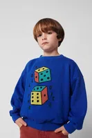 Dětská bavlněná mikina Bobo Choses Roll The Dice modrá barva, vzorovaná, 225AC030