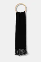 Vlněná šála Armani Exchange dámská, černá barva, hladká, XW001500 AF16604